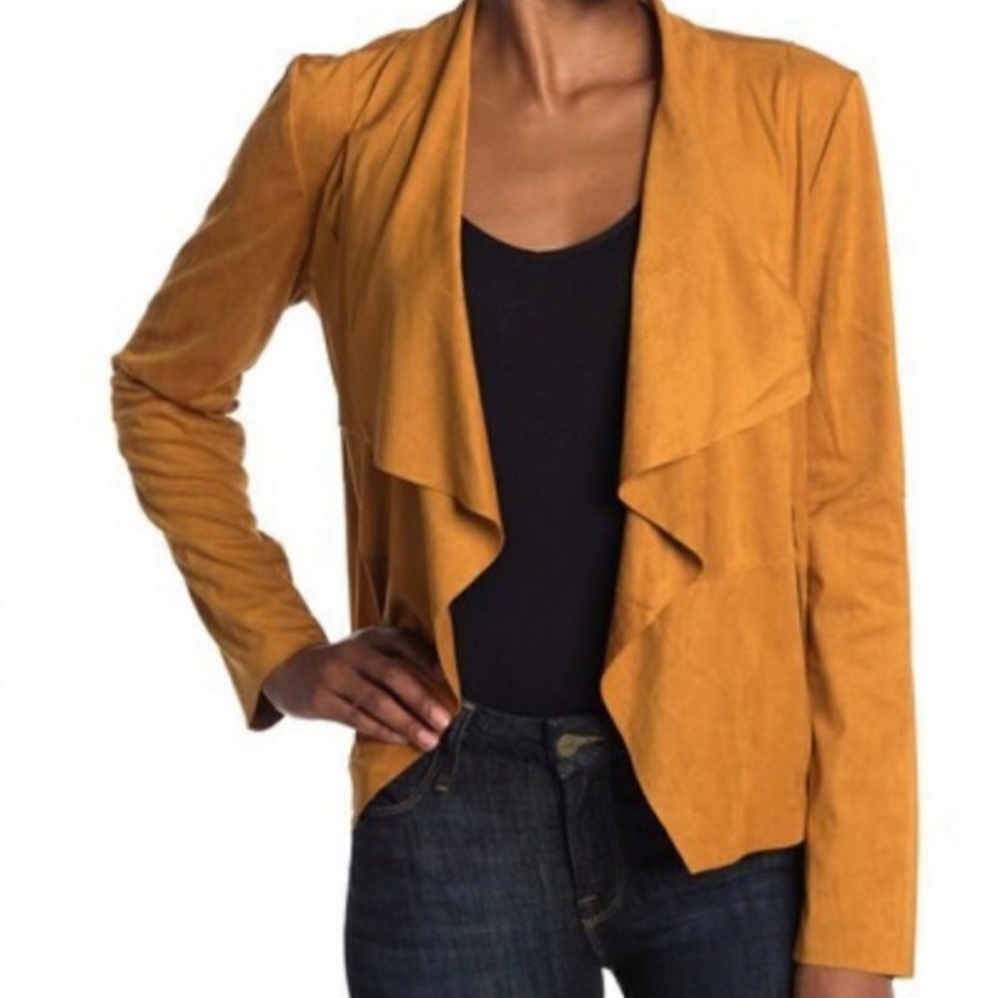 Bagatelle Vegan Bomber Jacket Micro Suede Golden Mustard Zippered Pockets Size M